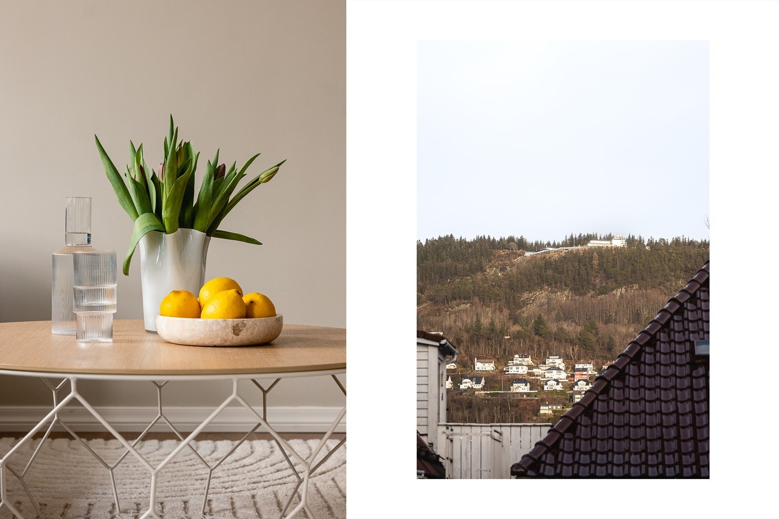 Fra stuen og kjøkkenet er det utsikt mot Fløyen. Galleribilde