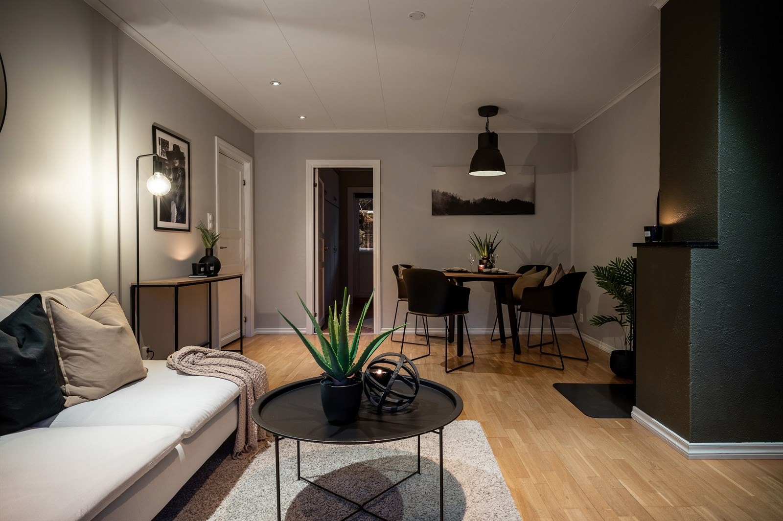 - I stuen har du god plass til sofagruppe og en koselig sone med spisebord - Galleribilde