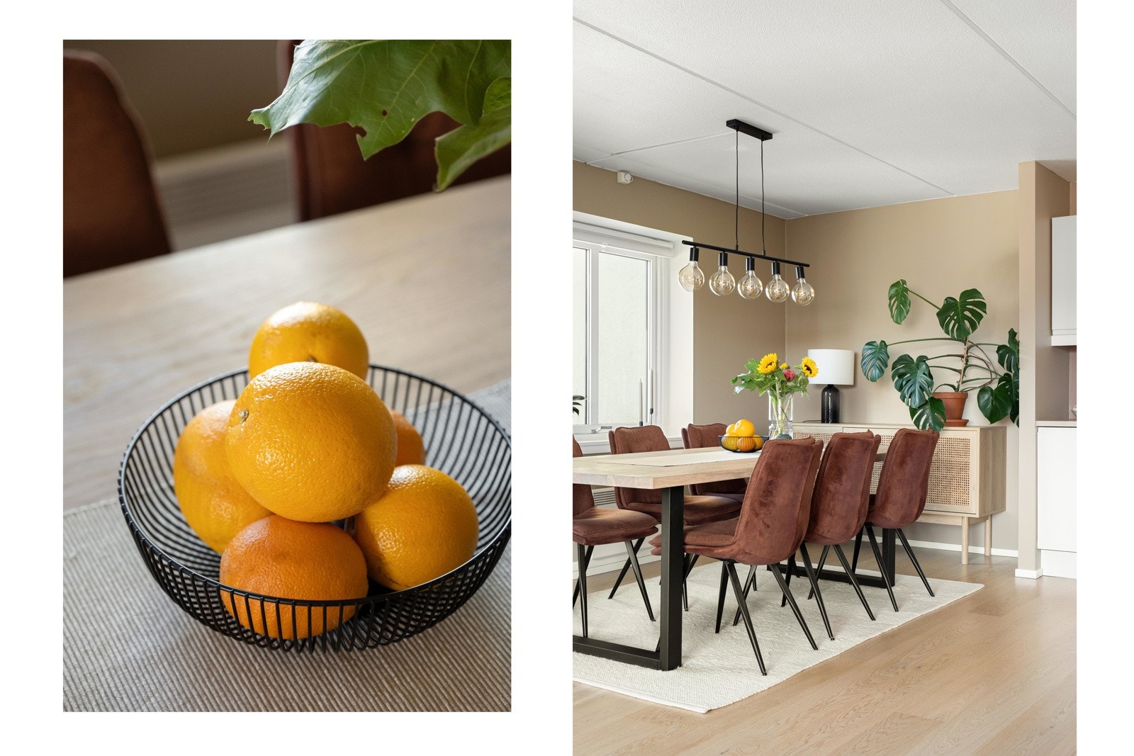 I tilknytning til kjøkkenet er det plass til et stort spisebord som er perfekt når familie og venner kommer på besøk. Galleribilde