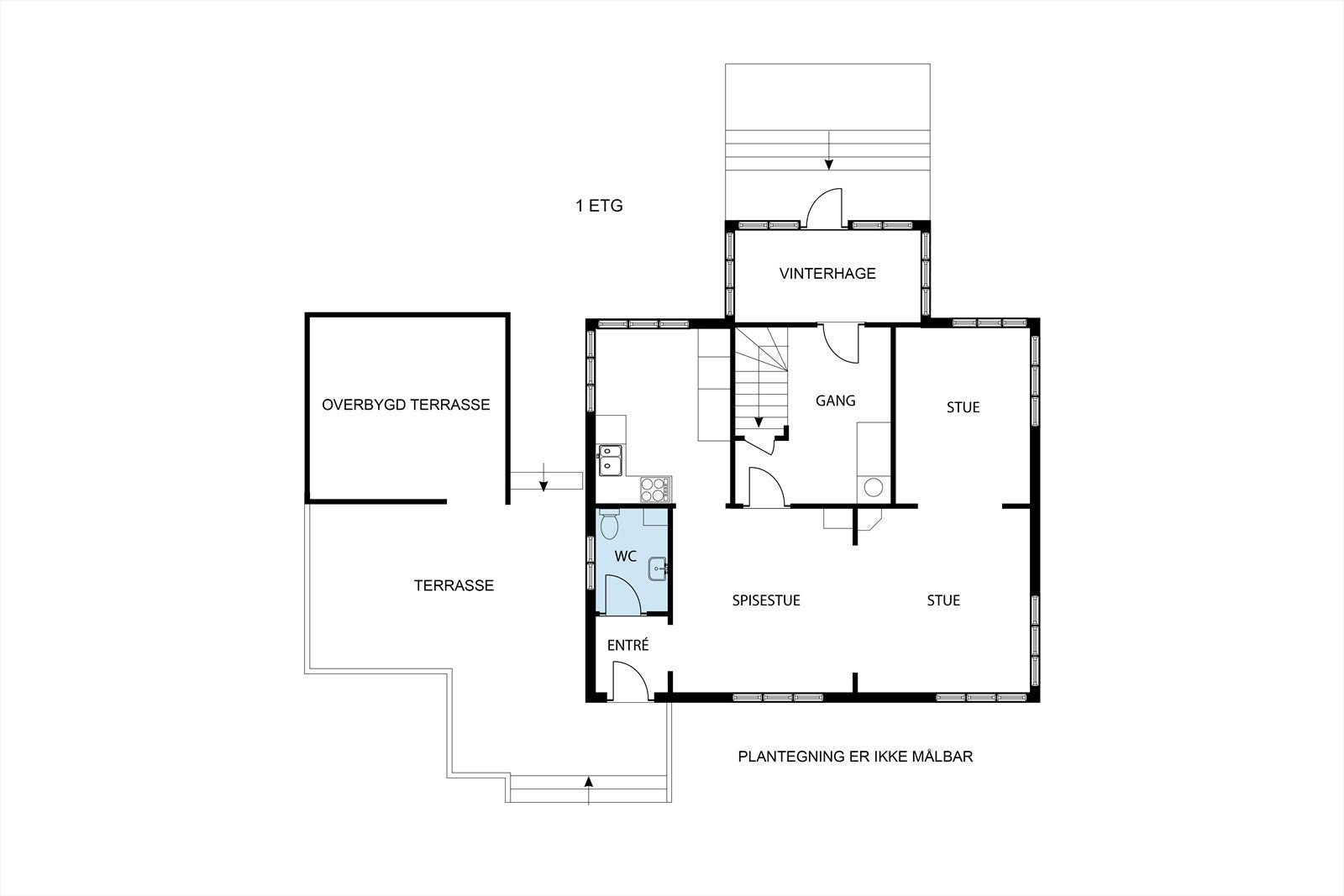 Plantegning 1. etasje, 2D. Galleribilde