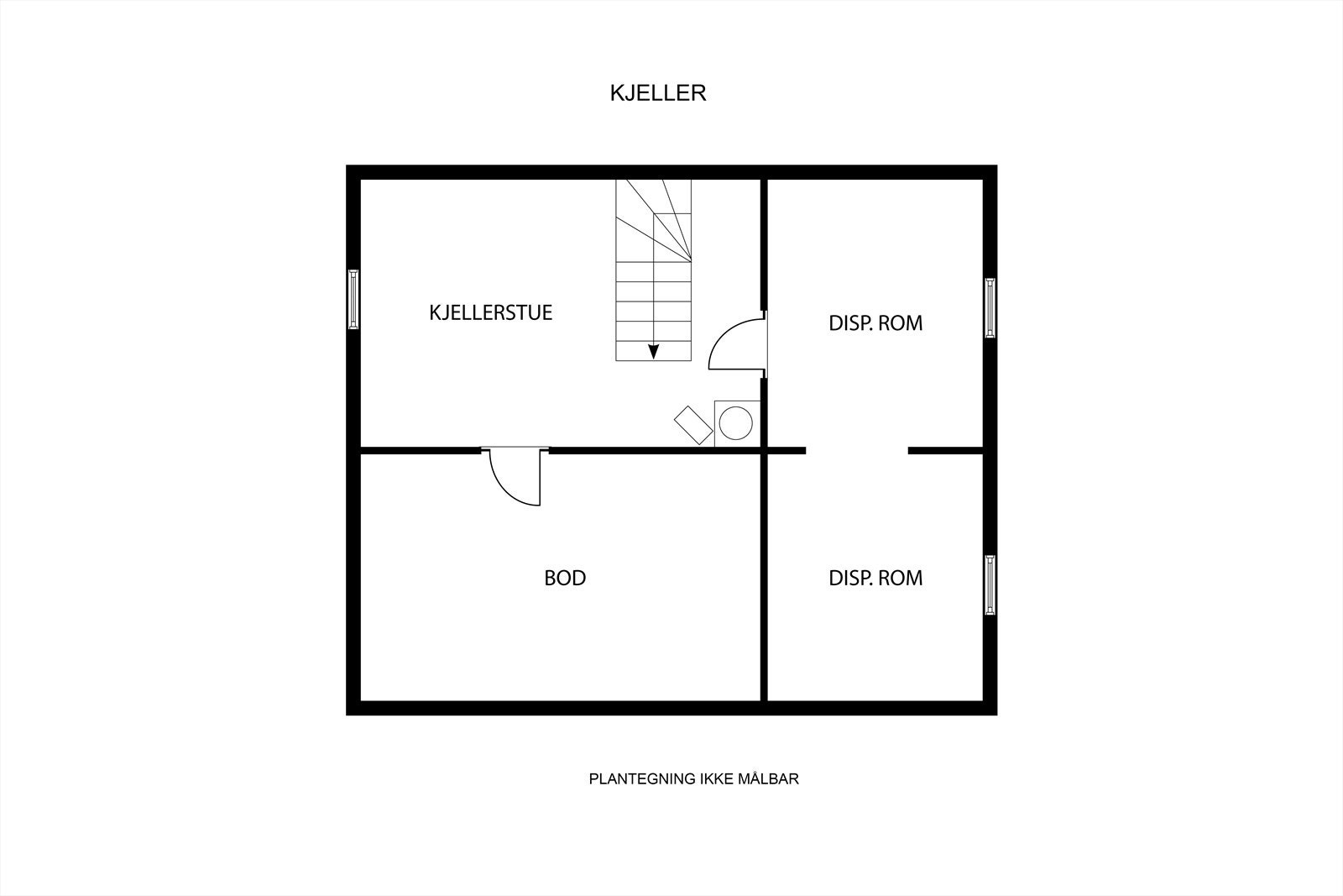 Plantegning kjelleretasje 2D. Galleribilde