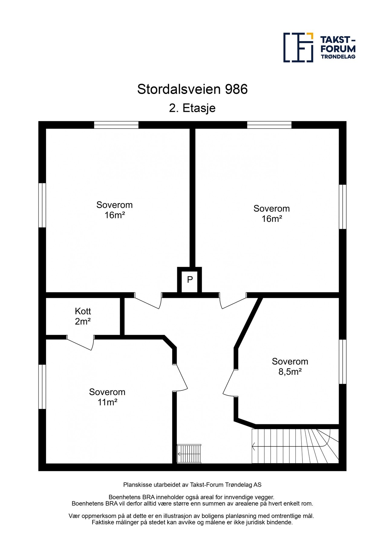 Planskisse 2. etasje. 4 soverom Galleribilde
