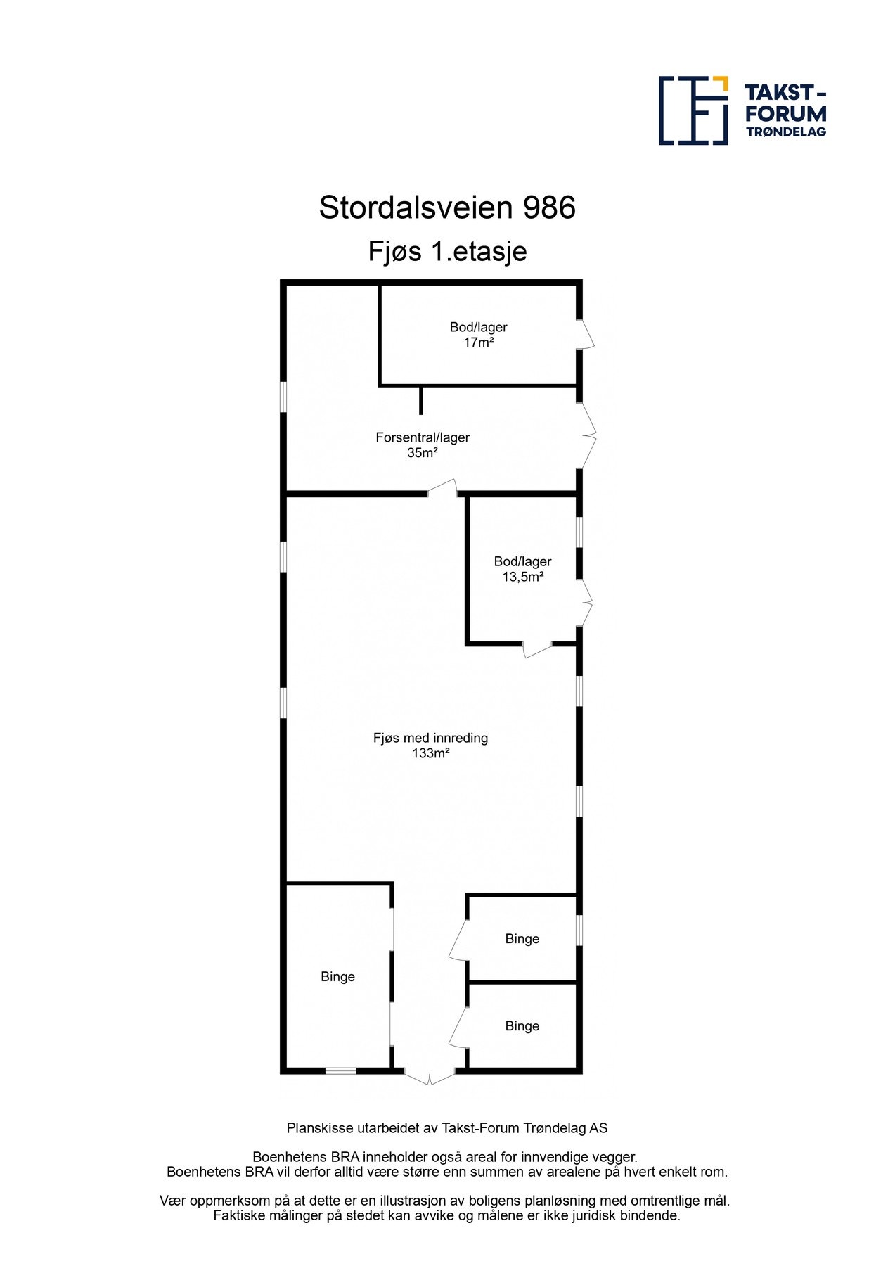 Planskisse låve/driftsbygning Galleribilde