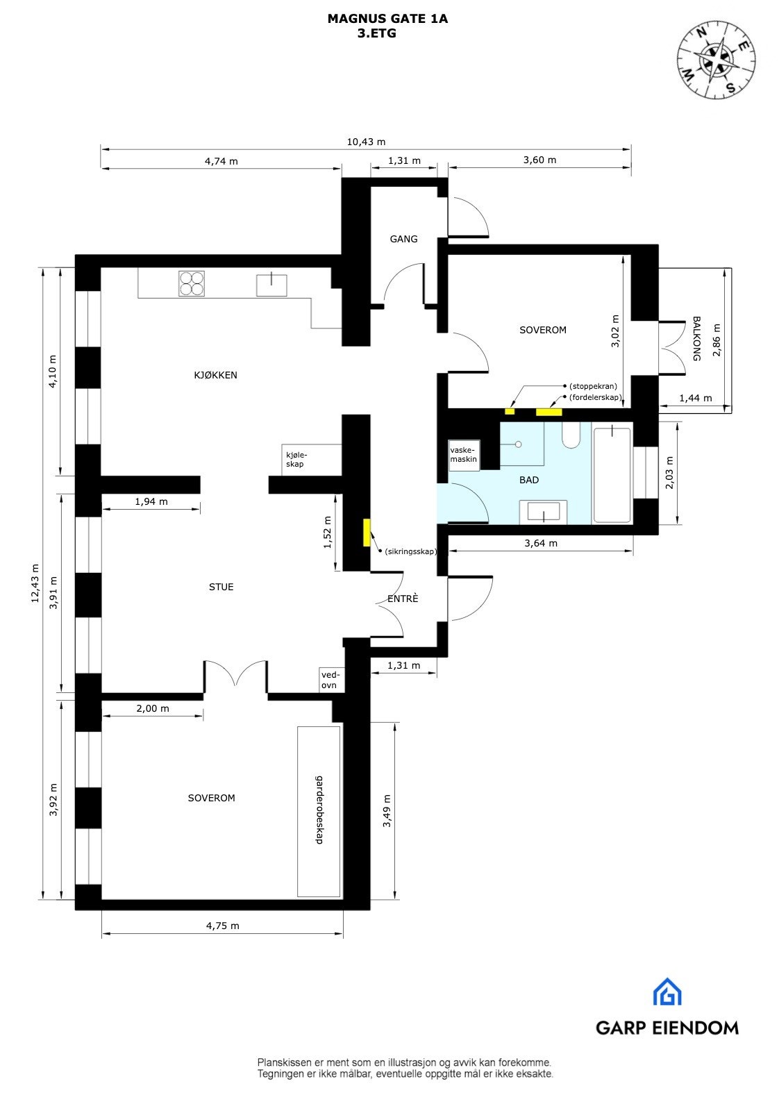 Plantegnig 3. etasje Galleribilde