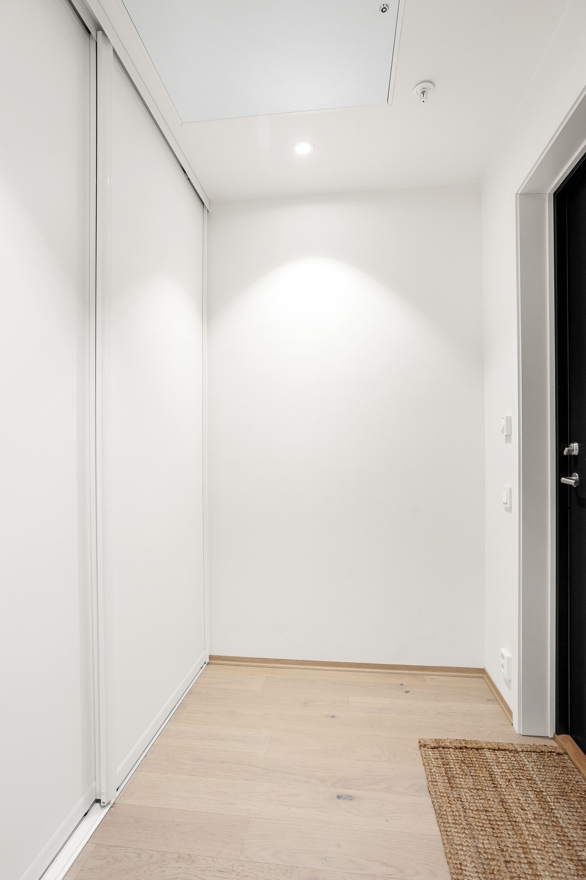 Gangen er stor og fin med god plass til oppbevaring i skyvedørsgarderobe. Galleribilde