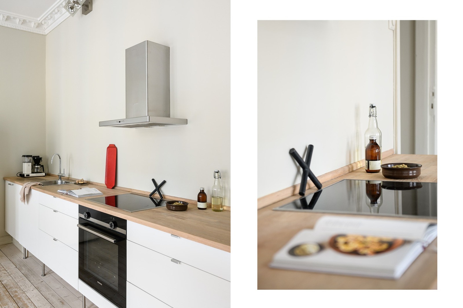 Kjøkkenet har integrert induksjonstopp, stekeovn og oppvaskmaskin, samt kullfilterventilator over kokesonen. Galleribilde