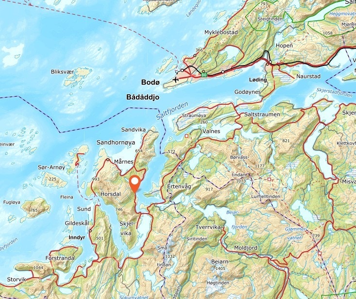 Kart Sandhornøy ©norgeskart.no Galleribilde