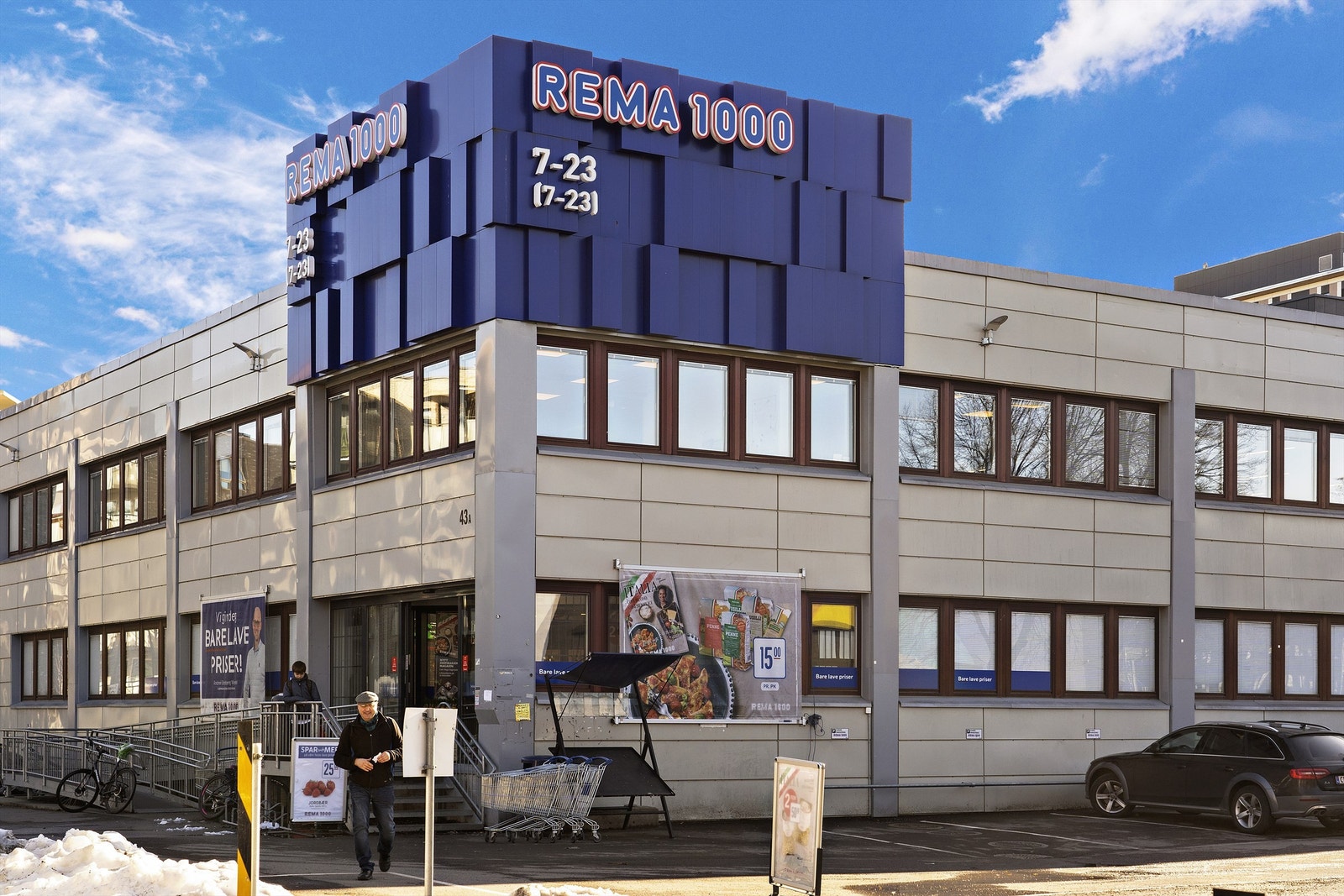 Rema 1000 og Kiwi-butikk i umiddelbar nærhet. Galleribilde