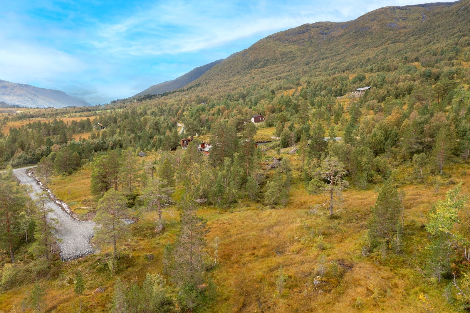 Tomtene ligger i en solfylt nordhelling i dalen, og har enkel tilkomst fra RV60. Galleribilde