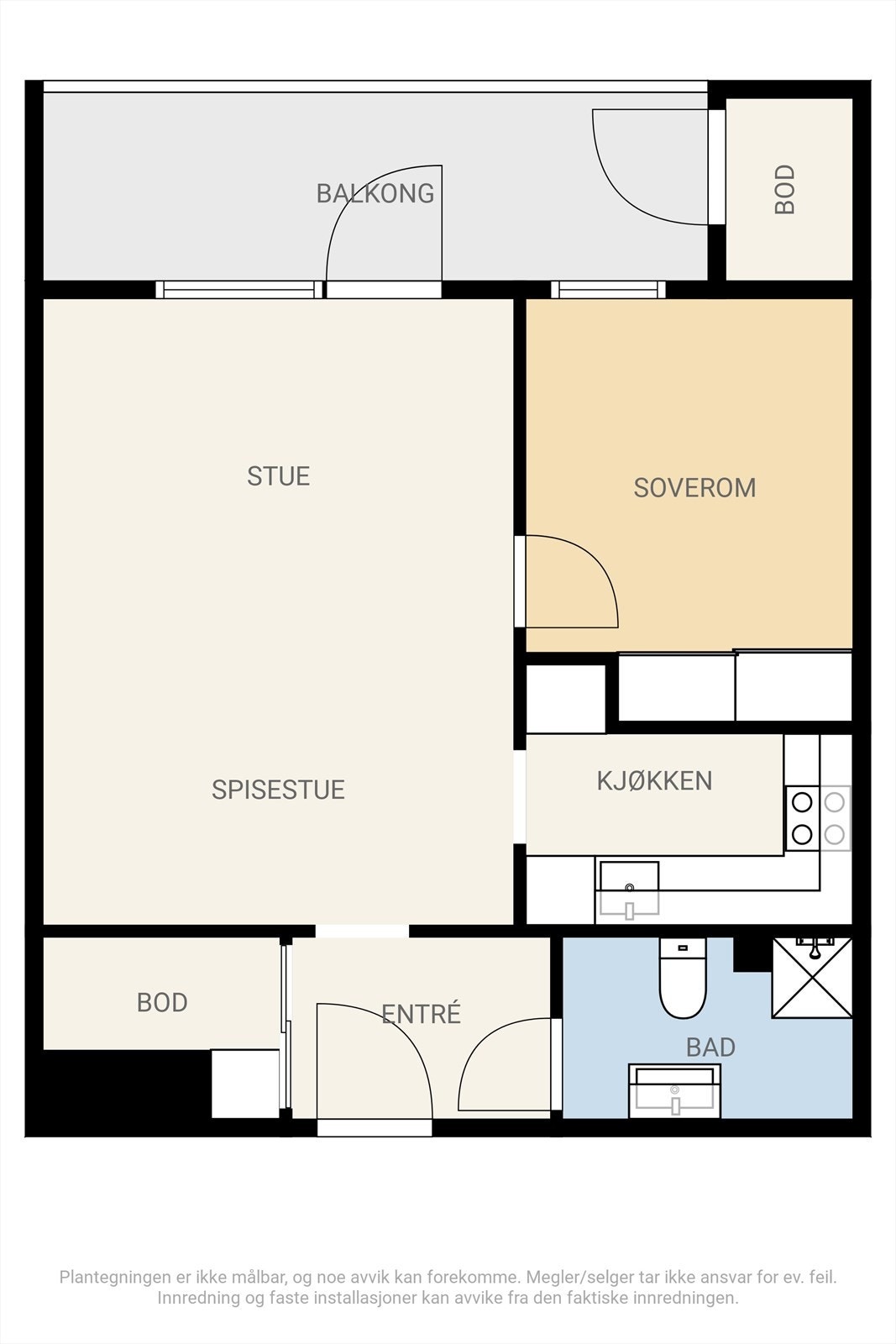 Plantegning. Stor bod med mange innredningsmuligheter. Galleribilde