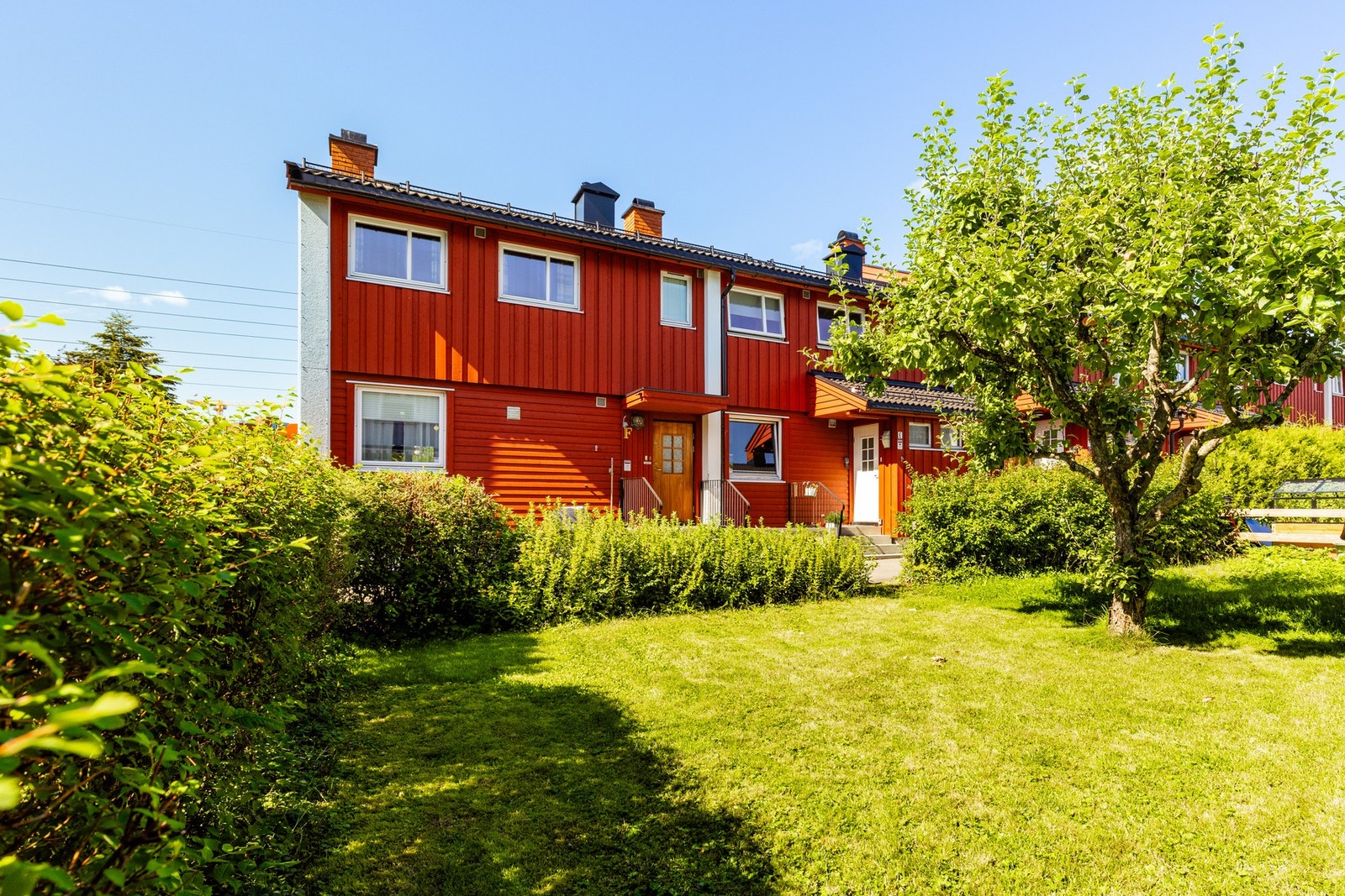 Den flotte og frodige hagen utenfor markterrassen gjør det enkelt for barna å kunne boltre seg ute. Galleribilde