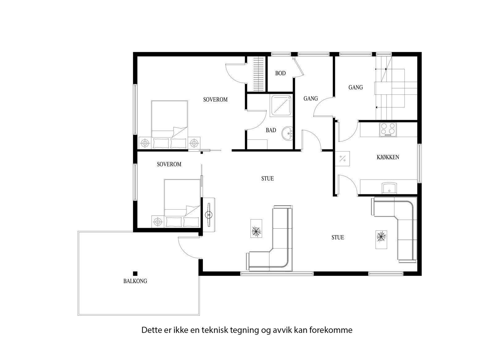 Plantegning leilighet i 2. etasje Galleribilde