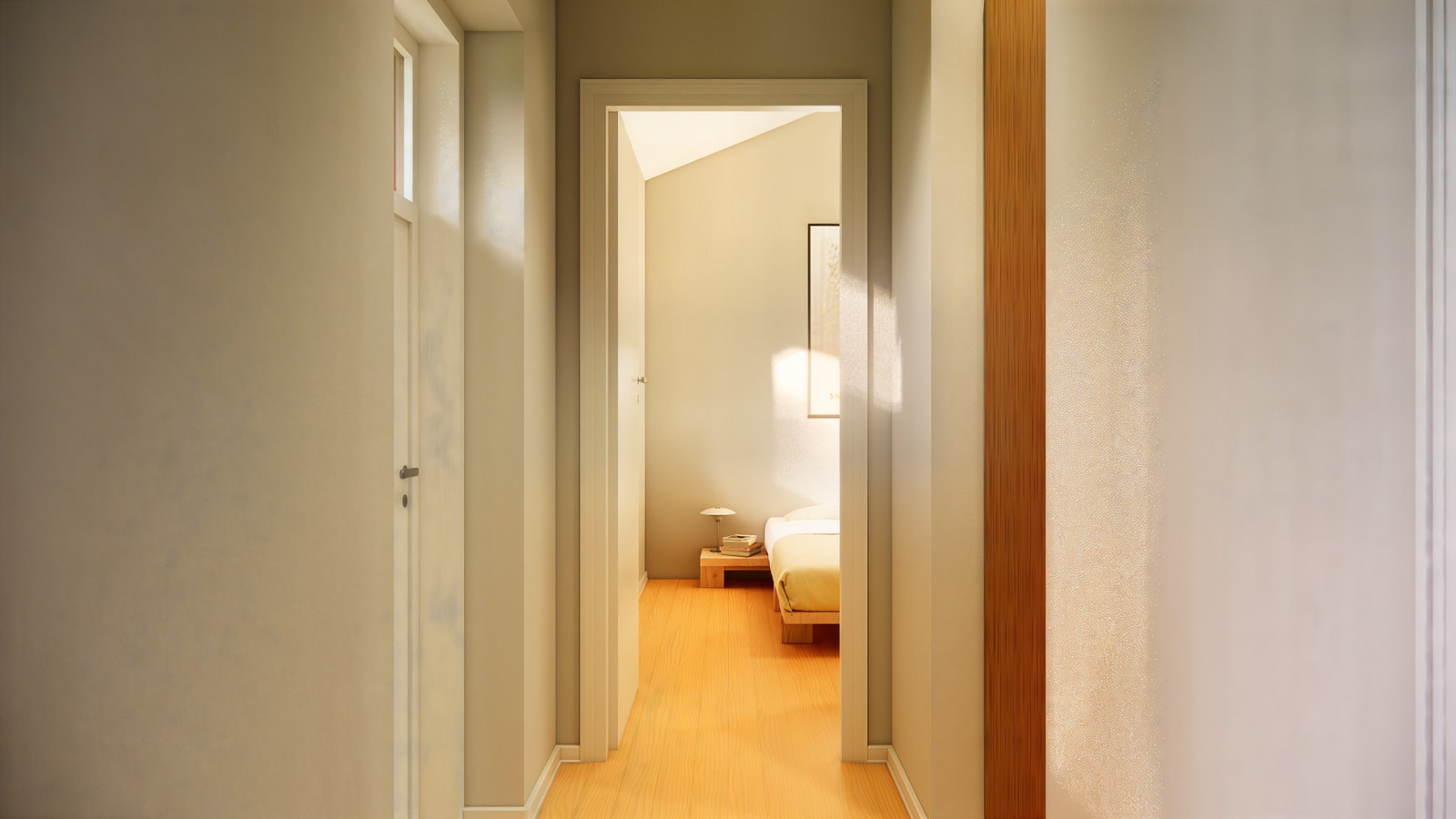 Hovedsoverom med morgensol Galleribilde