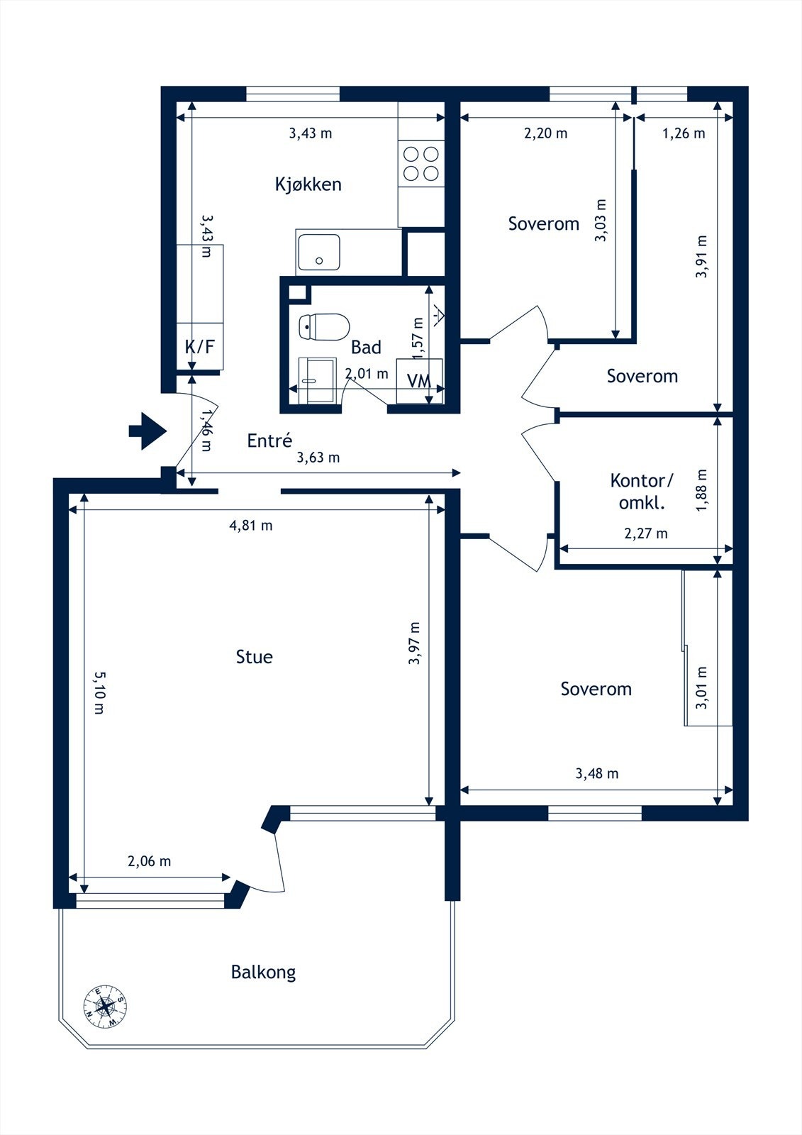 Planløsning for Vetlandsveien 74B. Galleribilde