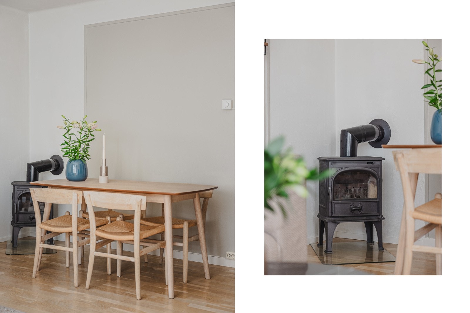 Her kan middagen og gode samtaler med venner og familie nytes. Den sjarmerende peisovnen varmer godt på kalde høst- og vinterdager. Galleribilde