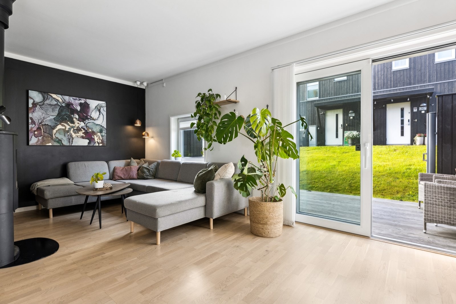 Fargene er moderne, dempet og med en kontrast vegg. Galleribilde