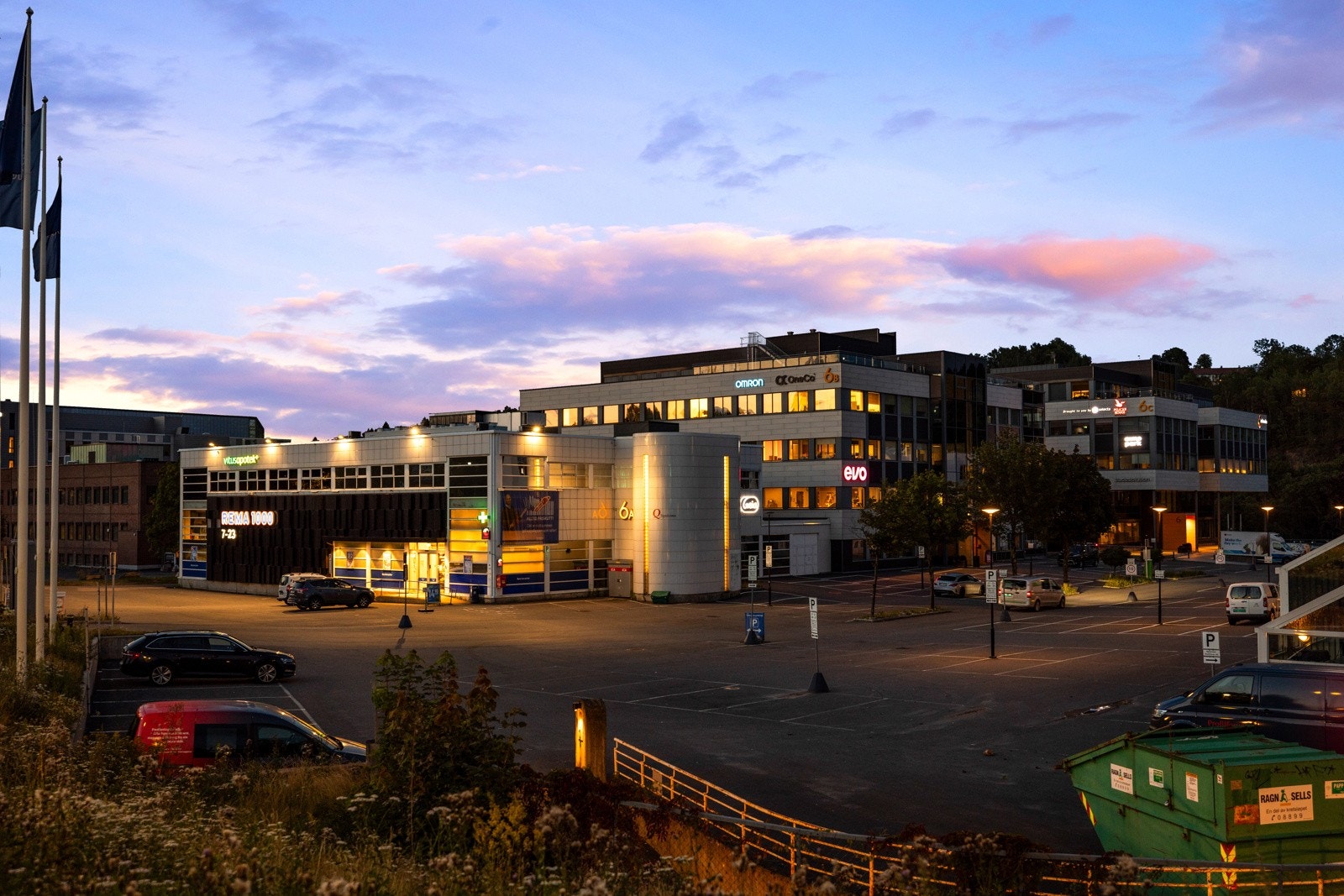 Kun noen få min unna ligger bl.a. Rema1000, apoteket og EVO Galleribilde