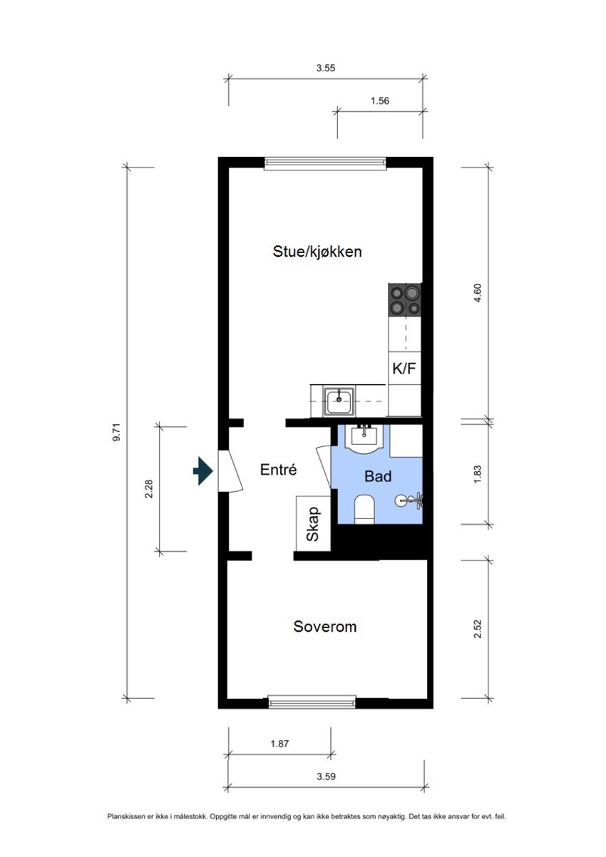 Alternativ planløsning med soverom Galleribilde