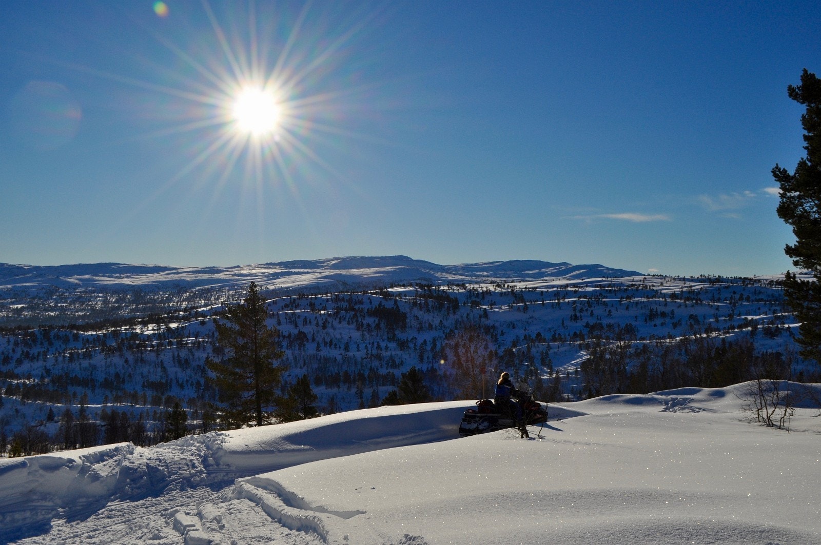 På vinters tid er det mulighet for scootertransport av varer og folk til og fra hyttene Galleribilde