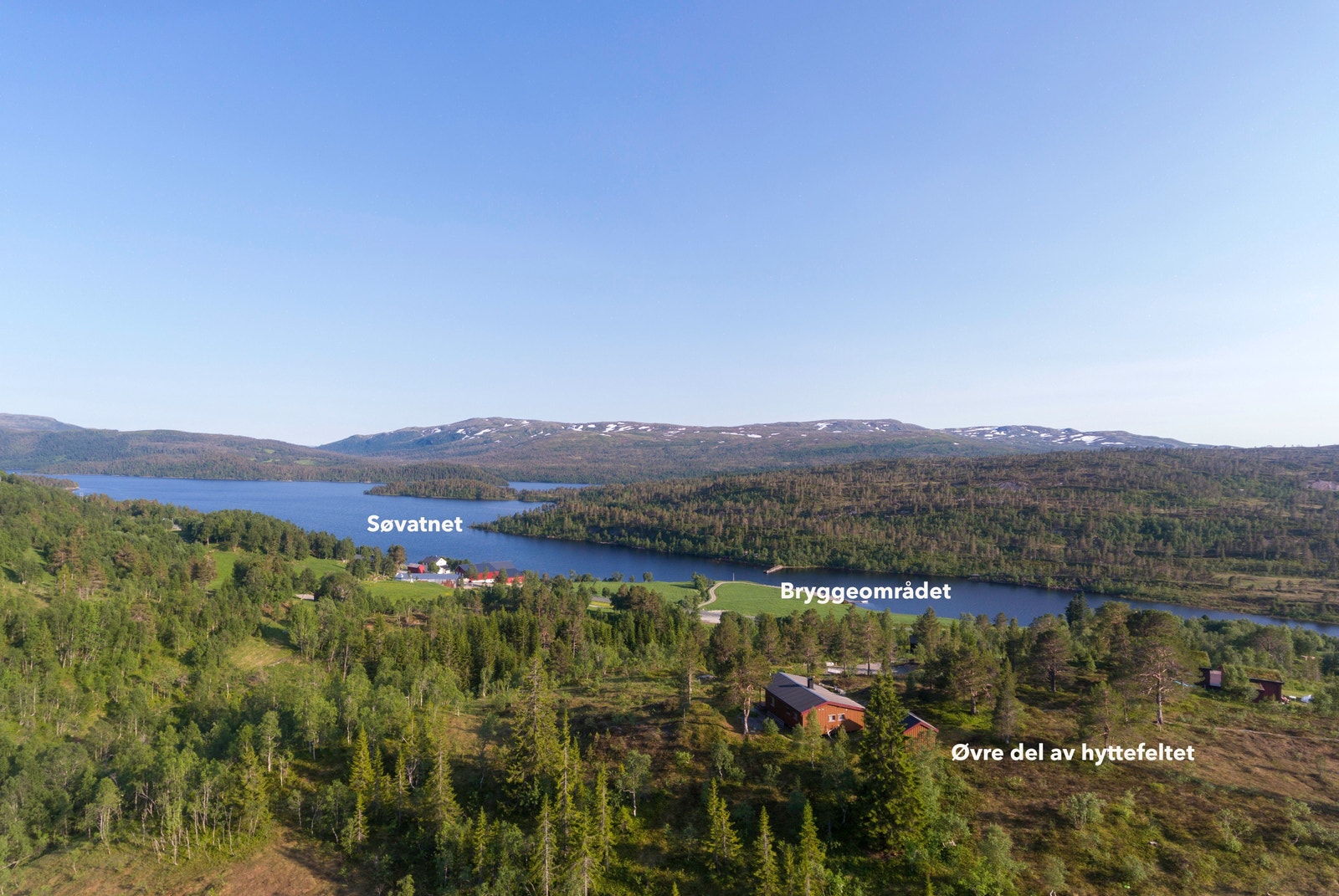 Alle tomtene i Slupphaugen hyttefelt har meget bra utsikt mot Søvatnet og omkringliggende fjell Galleribilde