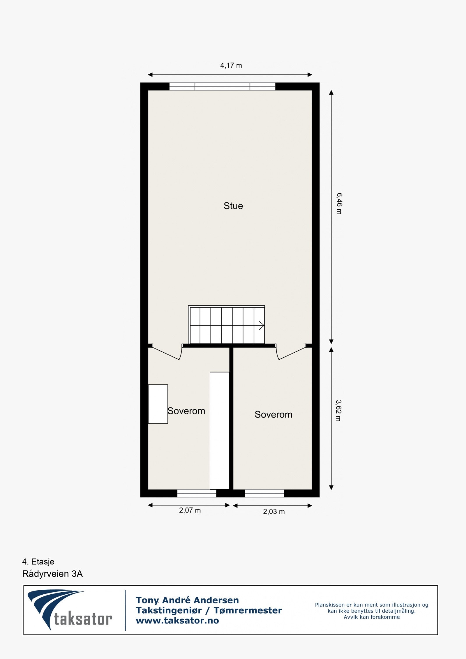 Planløsning 4. etasje(Leilighetens 2. etasje). Galleribilde