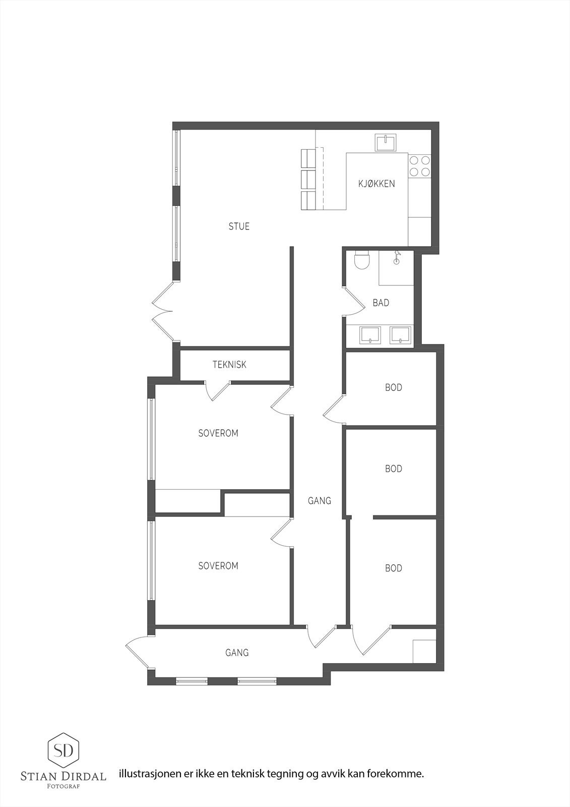 Plantegning sokkeletasje. Galleribilde