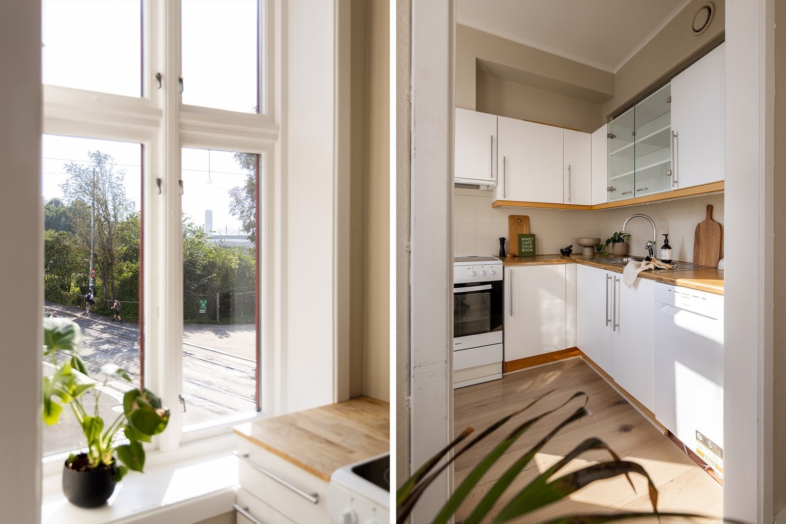 Stort vindu gir rikelig med arbeidslys under kokkeleringen. Galleribilde