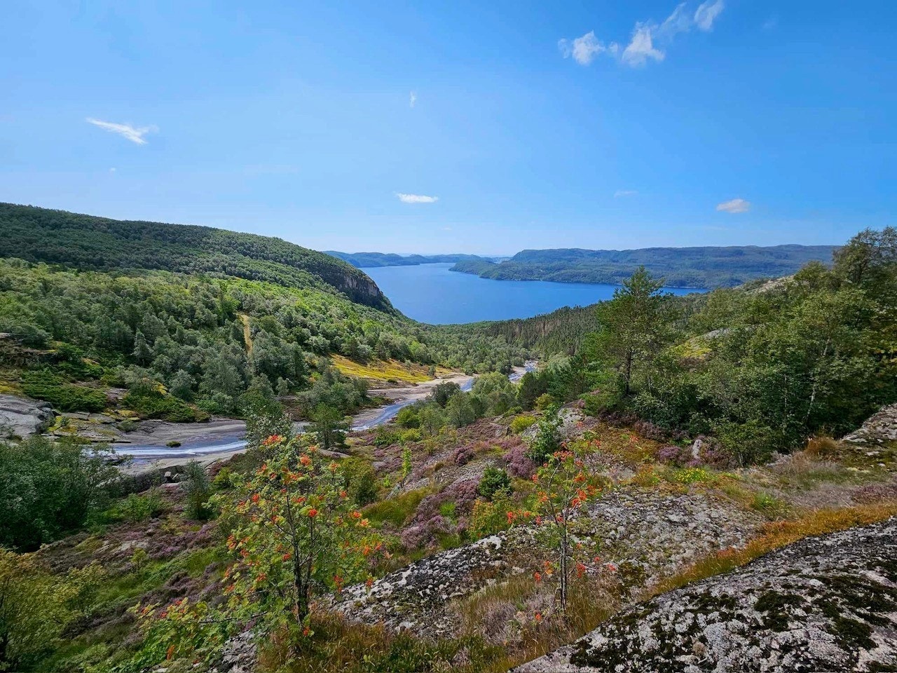 Utsikt over Skrelifallan og Åptafjorden mot Farsund Galleribilde