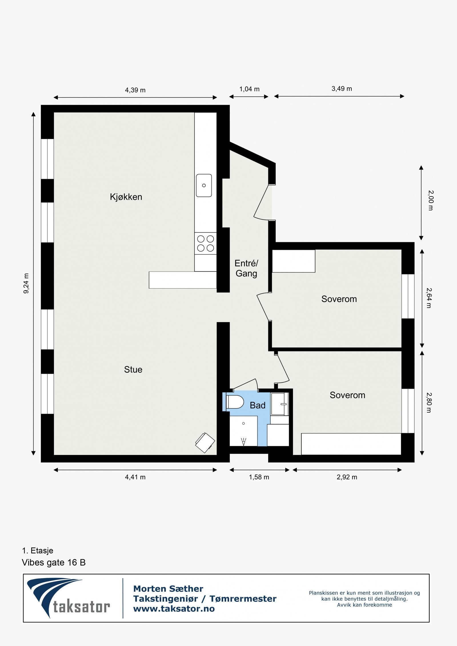 Plantegning - Vibes gate 16A. Galleribilde