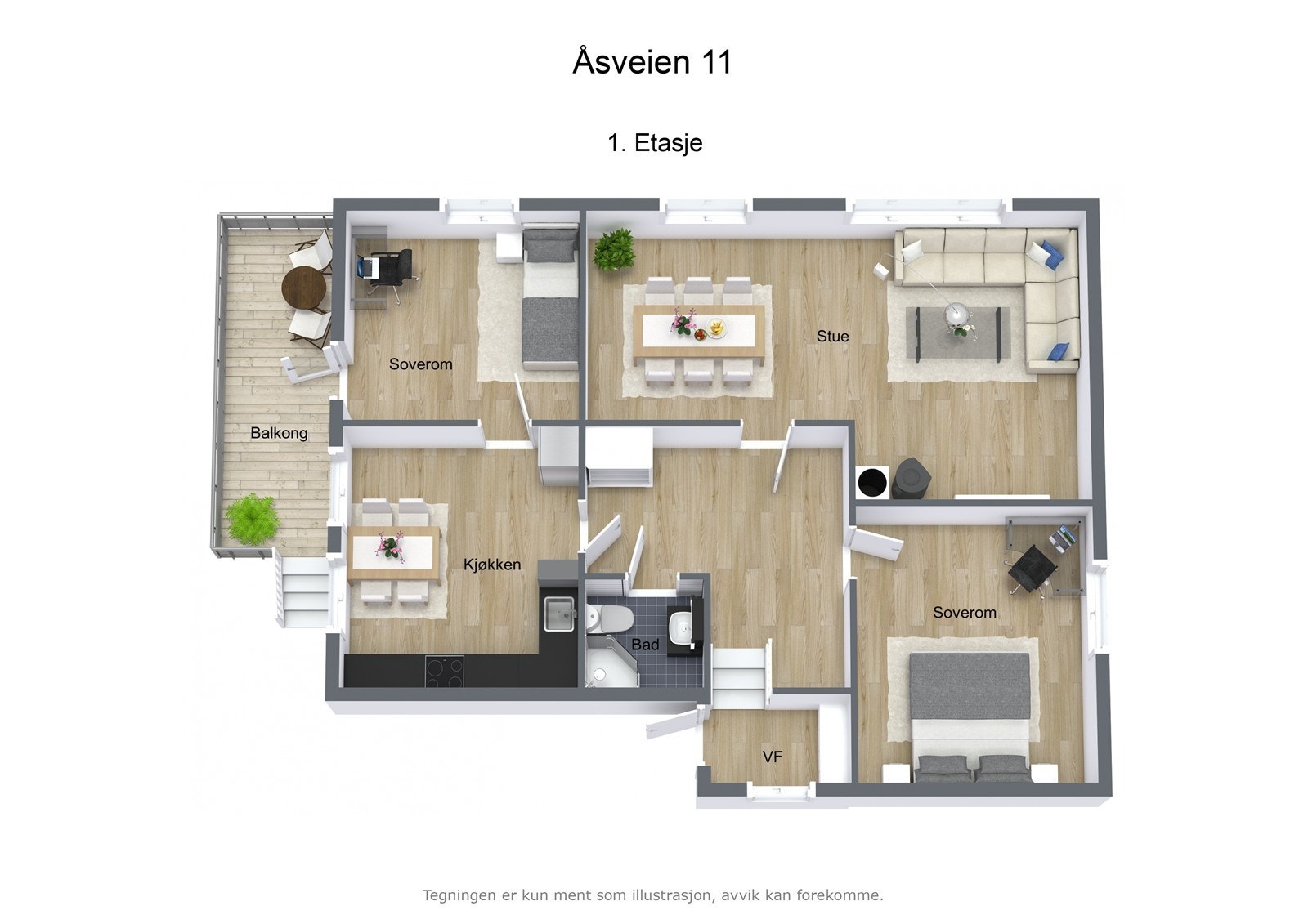 sveien 11 - 3D - 1. Etasje - Letterhead Galleribilde