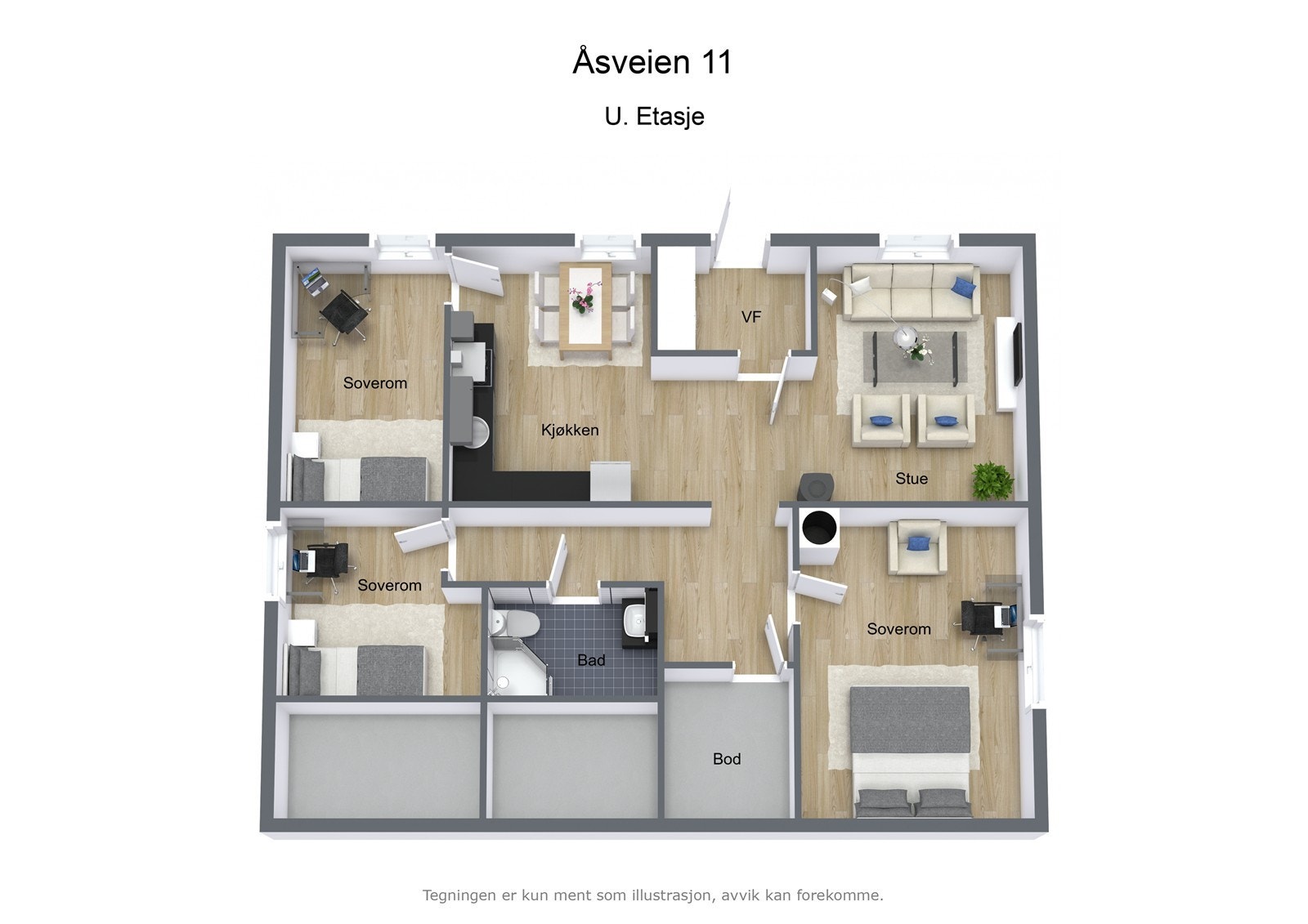 sveien 11 - 3D - U. Etasje - Letterhead Galleribilde