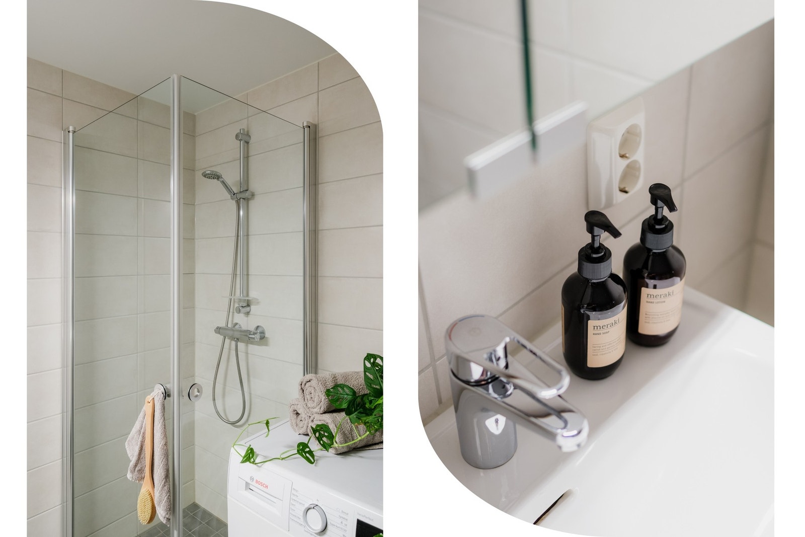 Badet er utstyrt med opplegg for vaskemaskin, rør i rør skap og avtrekkventil i himling Galleribilde