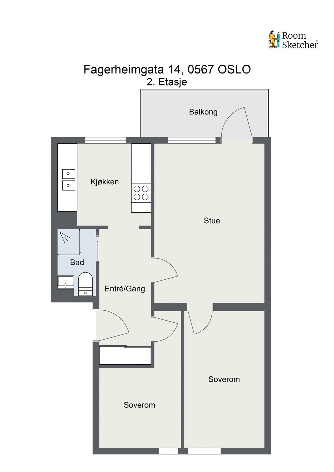 Planskisse - I tillegg disponeres det to boder; en i kjelleren og en på loftet på henholdsvis 4 og 2 kvm. Sistnevnte har 3 kvm ikke målverdig areal. Galleribilde