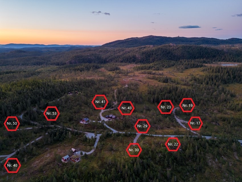 Et moderne hyttefelt med attraktiv beliggenhet kun ca. 45 minutter fra Trondheim sentrum. (Markering av tomtene er kun ment som et estimat, avvik vil forekomme) Galleribilde