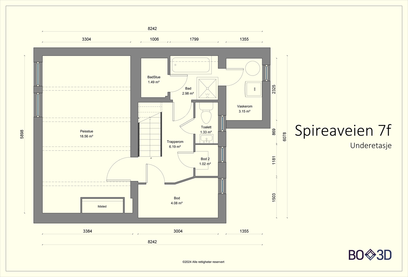 Plantegning, underetasjen. Galleribilde