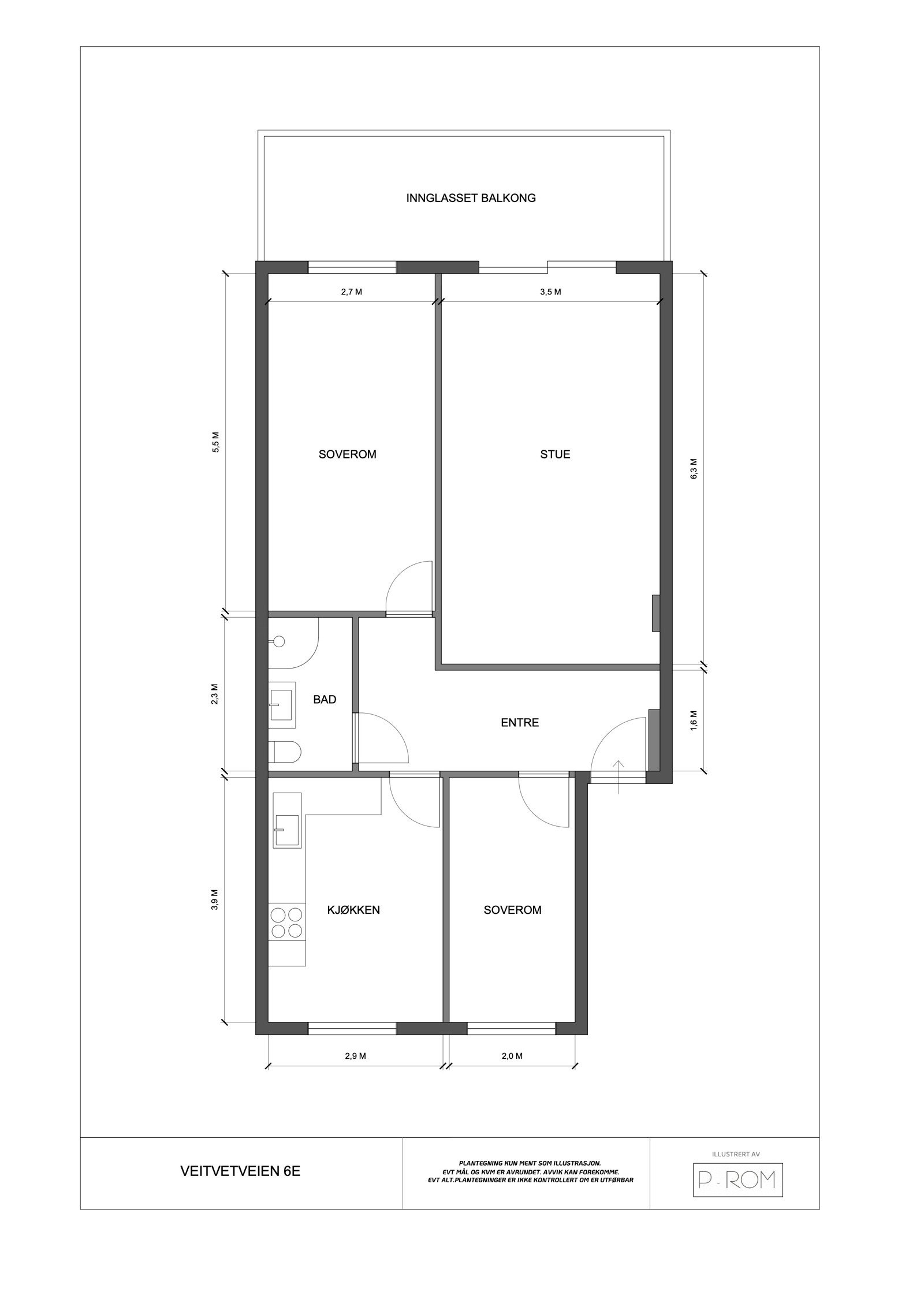 Leiligheten har en gjennomgående og praktisk planløsning med store rom, separat stue og kjøkken, to romslige soverom og et pent flislagt bad. Galleribilde