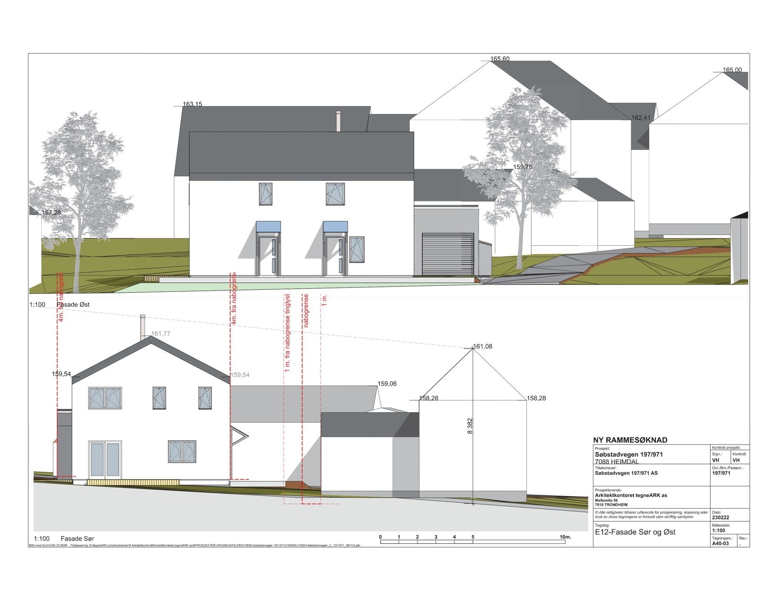 Fasadetegning - Søbstadvegen 58 C/D. Galleribilde