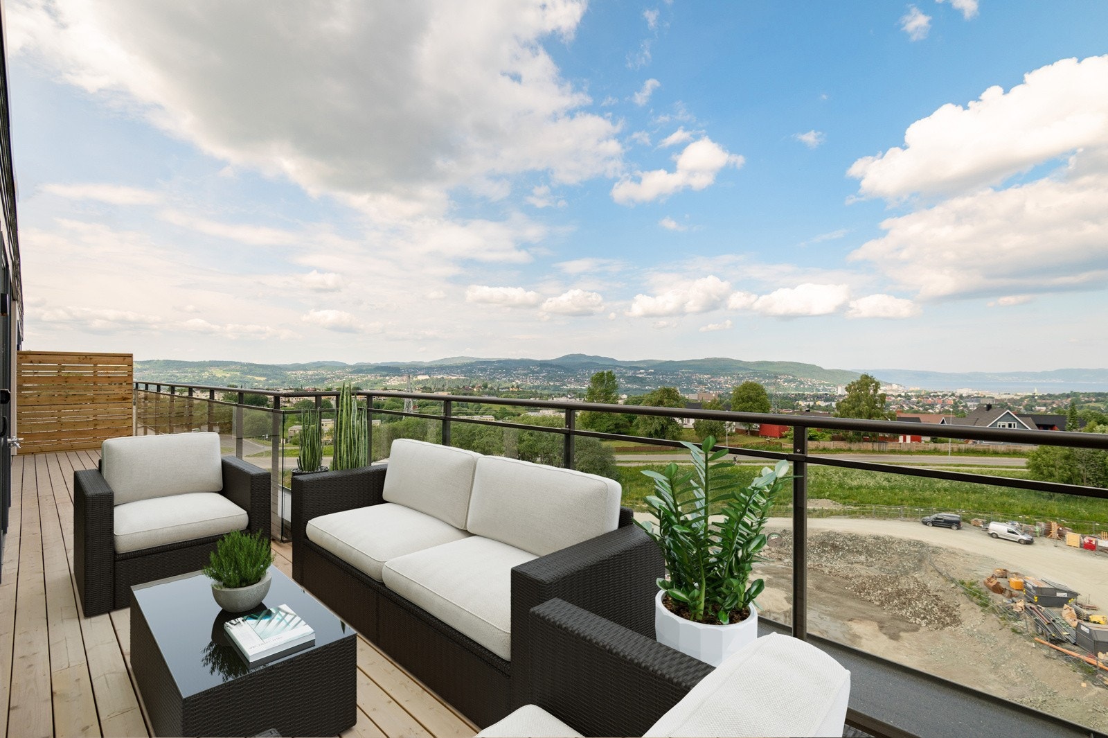 Takterrasse - Digitalt møblert, avvik kan forekomme. Galleribilde