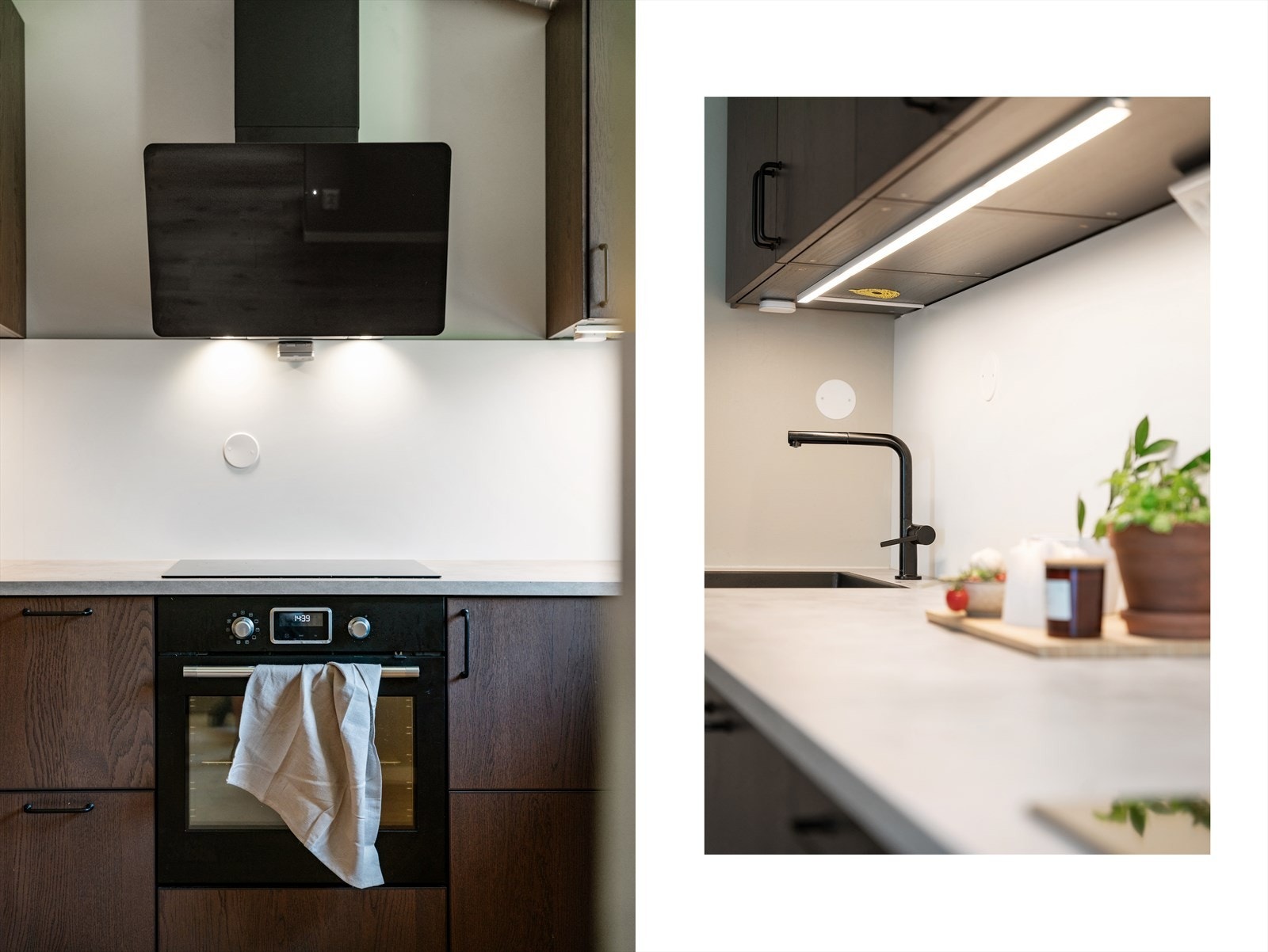 - Merk lyset under kjøkkenskapet som gir god belysning når du lager deilig mat - Galleribilde