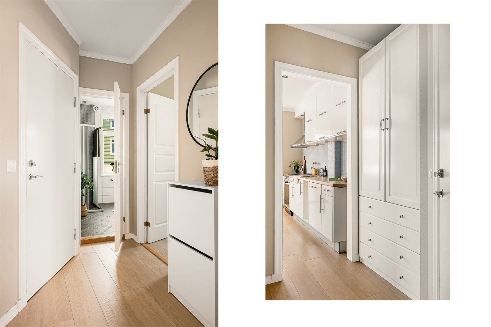 Entrè med gode oppbevaringsløsninger. Galleribilde