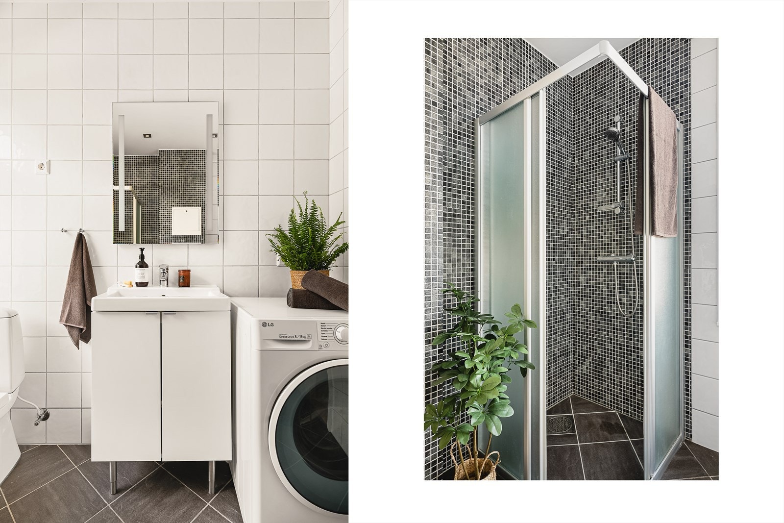 Opplegg for vaskemaskin og tørketrommel. Galleribilde