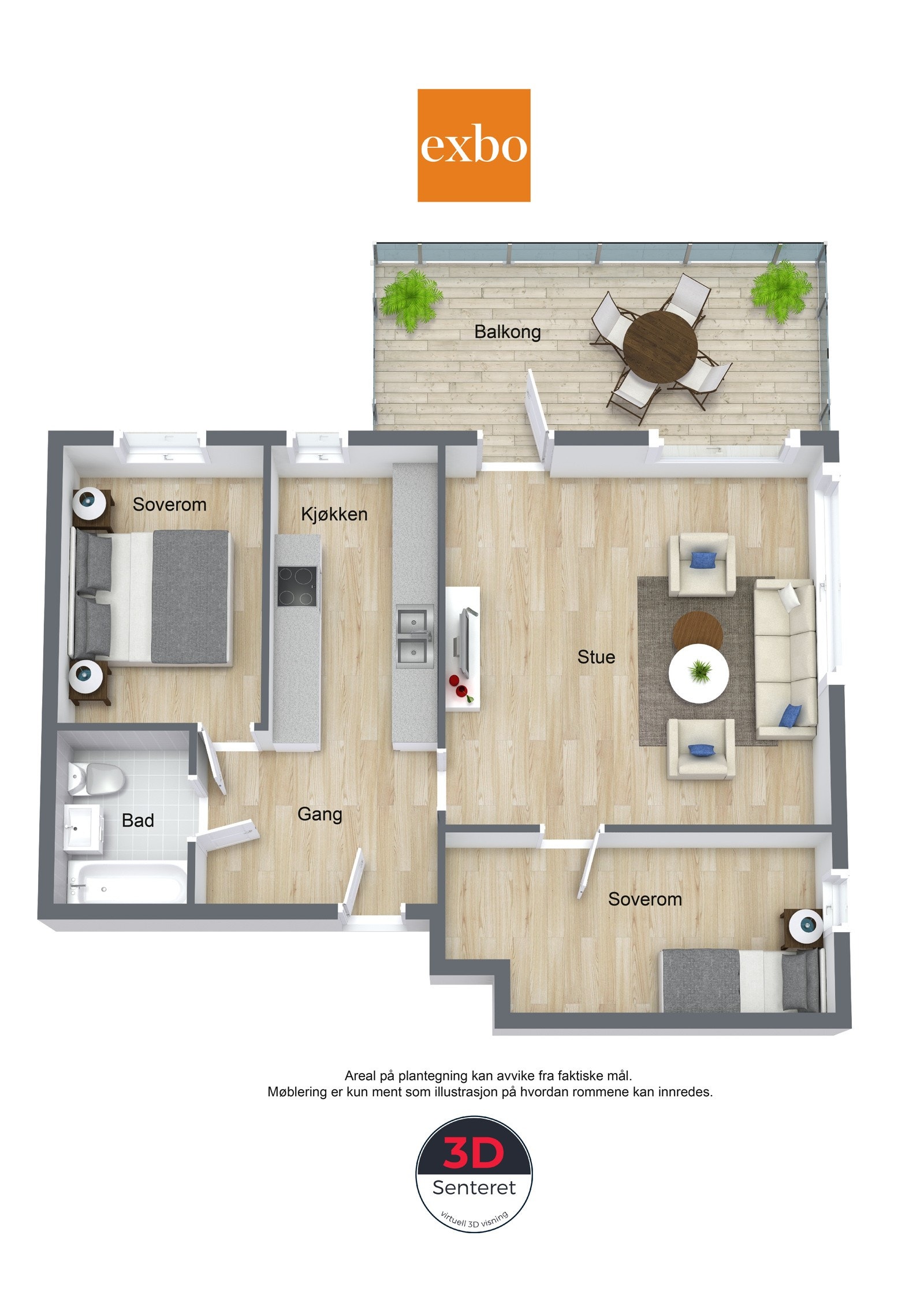 Leiligheten har følgende plantegning. Galleribilde