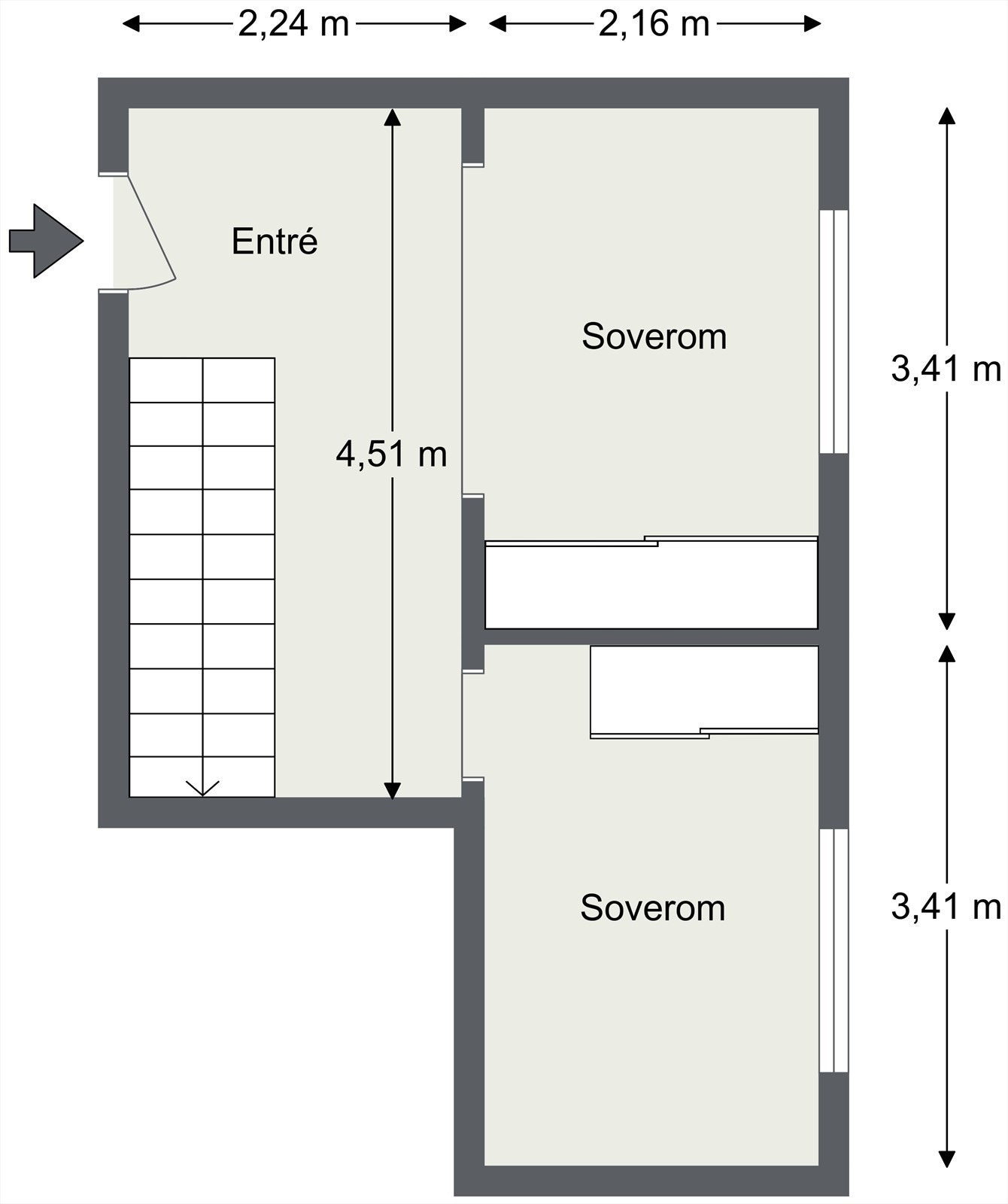 Plantegning 5.etasje med mål fra takstmann Galleribilde