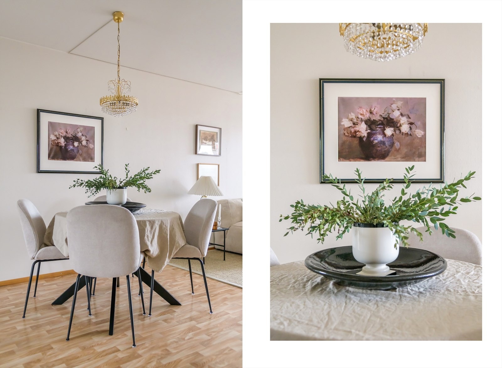 Stuen har god plass for stort spisebord, eller langbord dersom man ønsker det Galleribilde