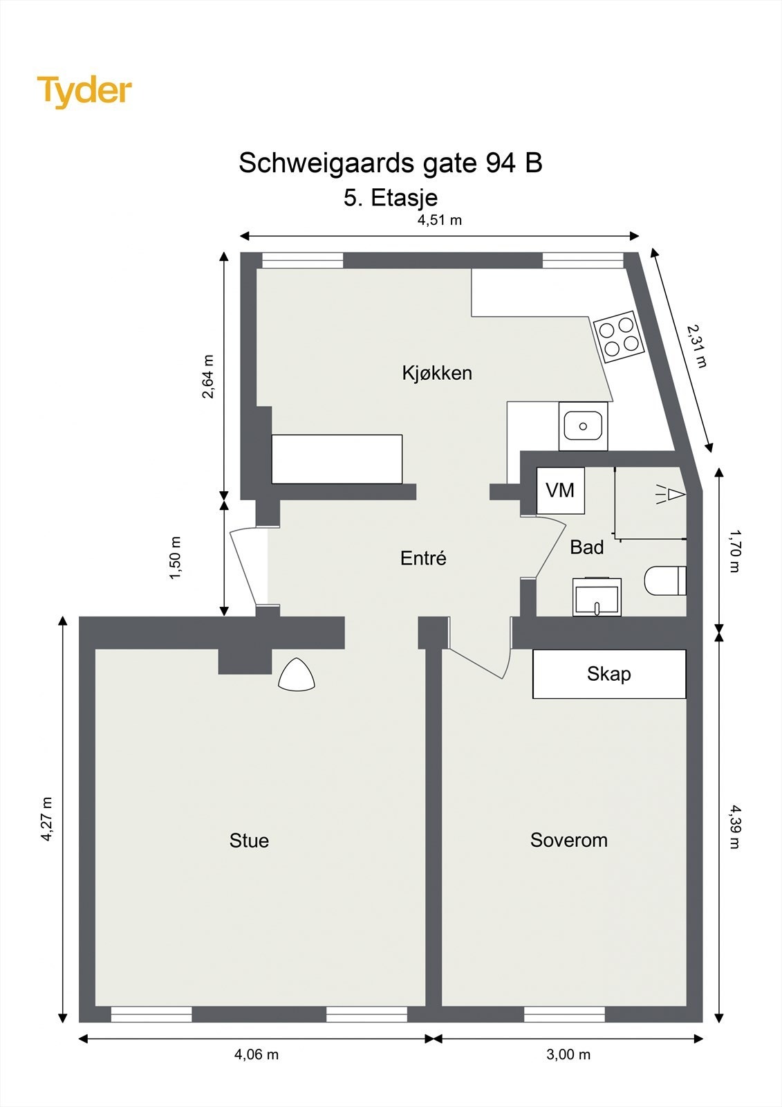 Plantegning - i tillegg er det rikelig med bodplass på tilsammen 16 kvm fordelt på loft og kjeller Galleribilde