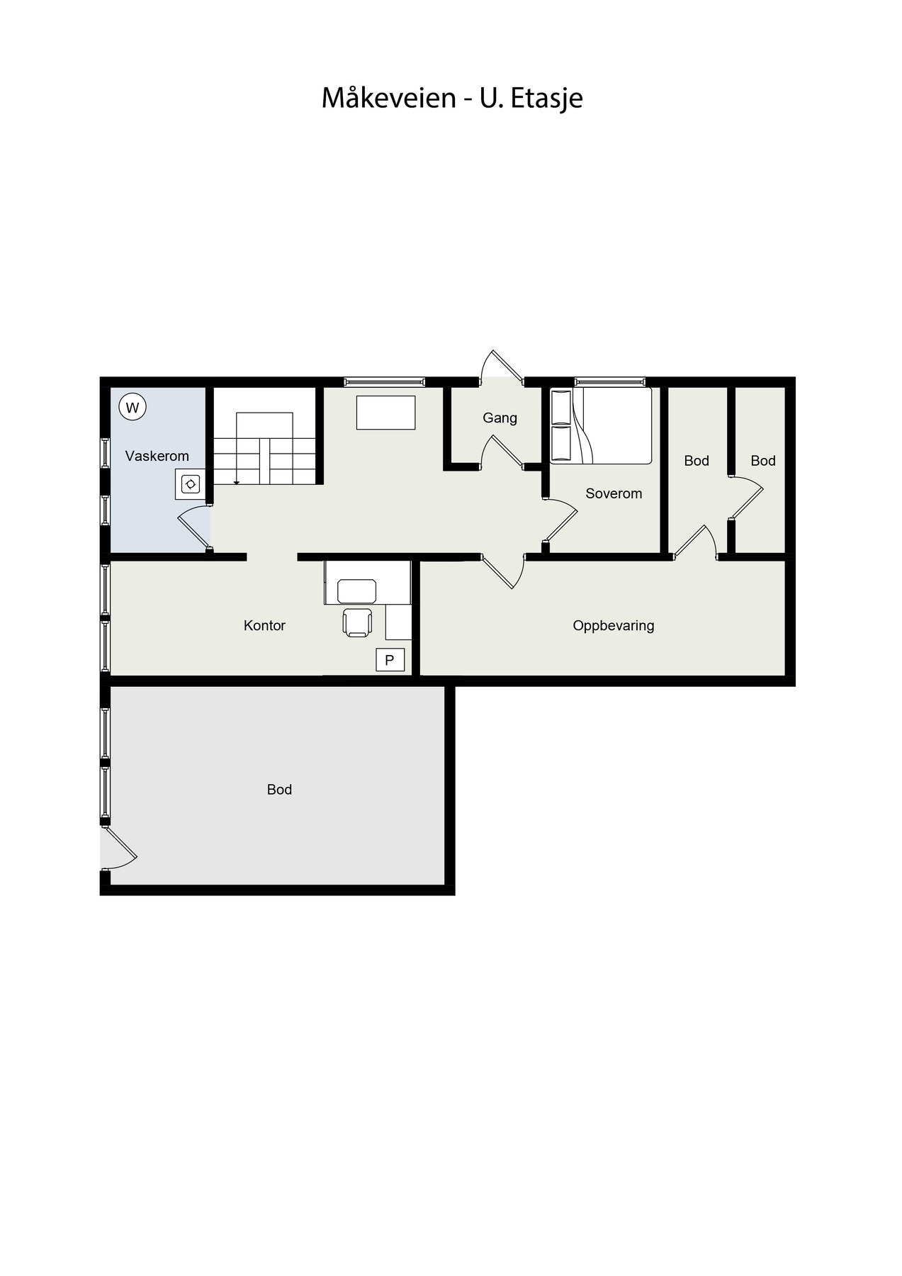 Planskisse for underetasje. Ikke måholdig. Detaljer kan avvike. Galleribilde