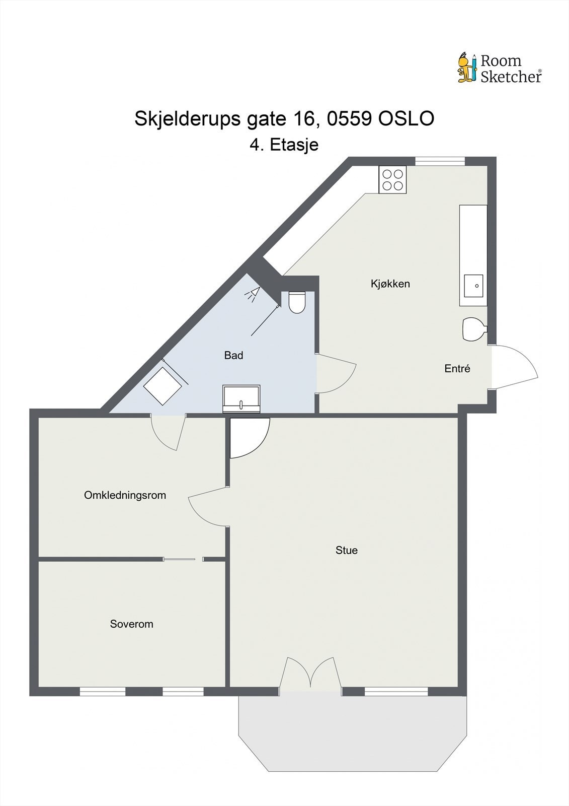 - Planskisse - I tillegg disponerer leiligheten en bod på loftet og en i kjelleren - Galleribilde