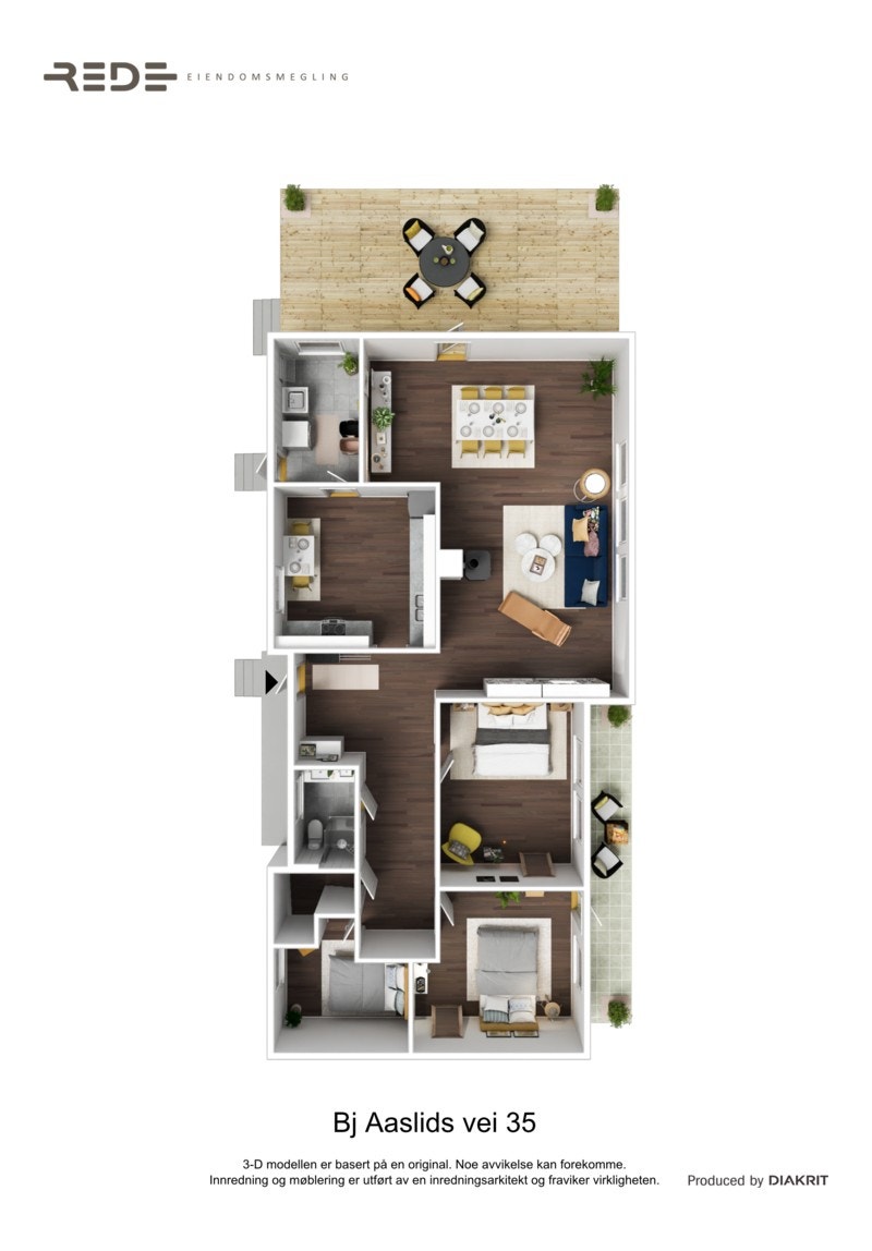 Planskisse 3D virtuell møblering - Hovedetasje Galleribilde