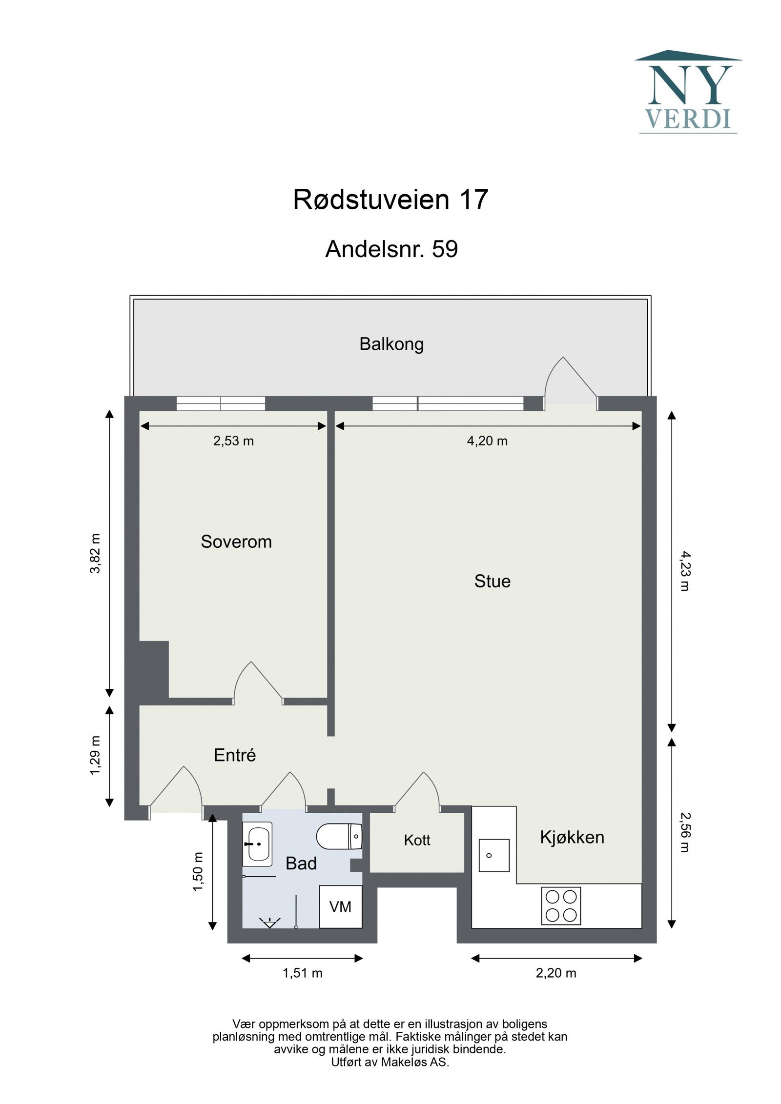 Her får du en praktisk planløsning, god størrelse på rommene og rikelig med oppbevaringsmuligheter. Galleribilde