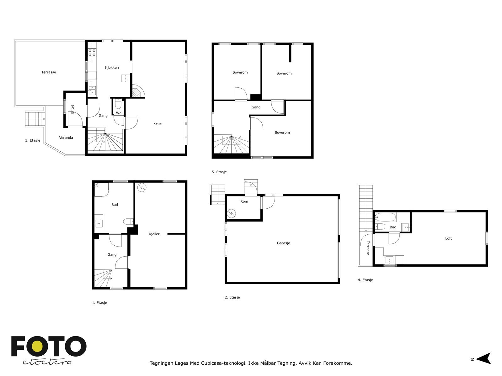 Kirkeveien 34 - Alle etasjer. Veiledende planskisse - ikke målbar Galleribilde